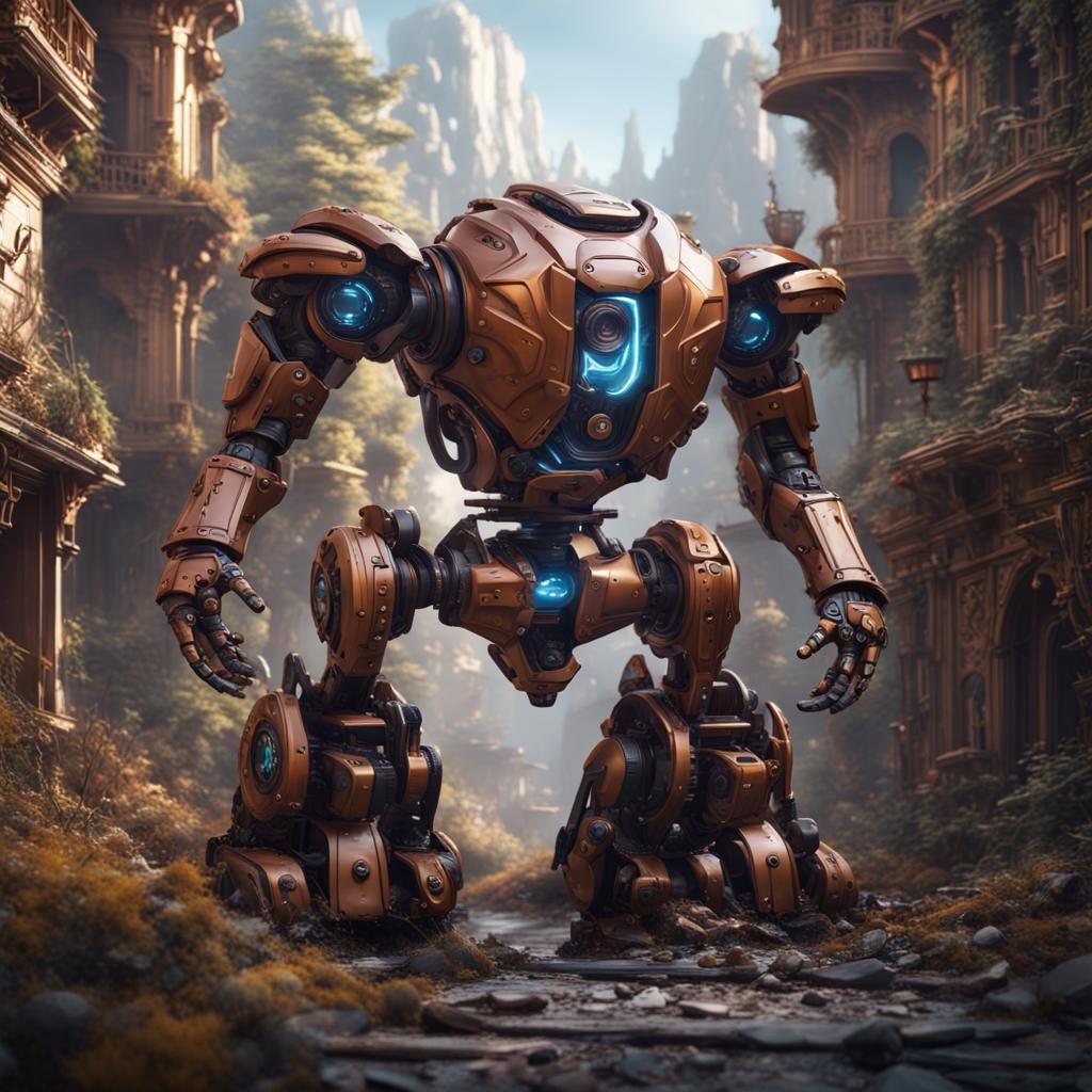 Toy Robot Advert: Detailed Fantasy Concept Art