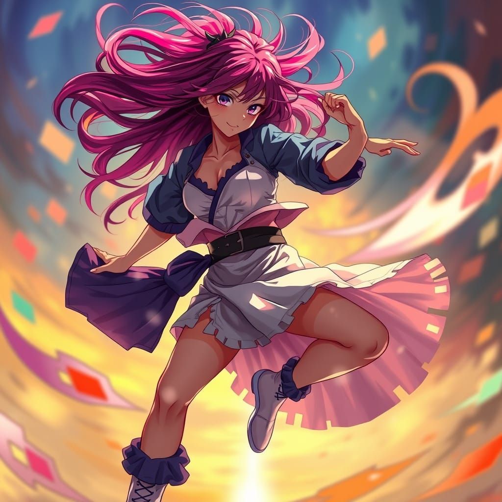 Dancer in Vibrant Manga-Inspired Anime Style