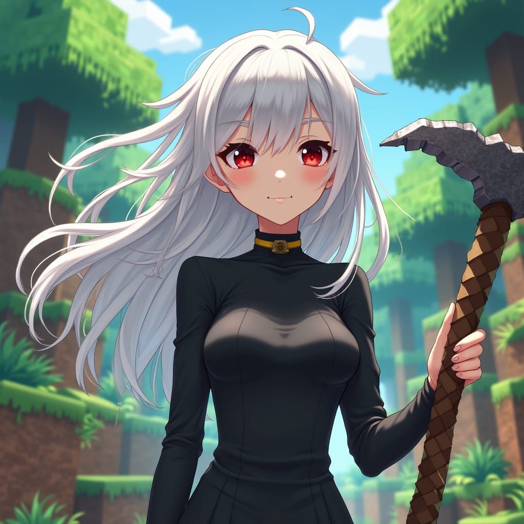 Minecraft Fantasy Maiden with Iron Pickaxe