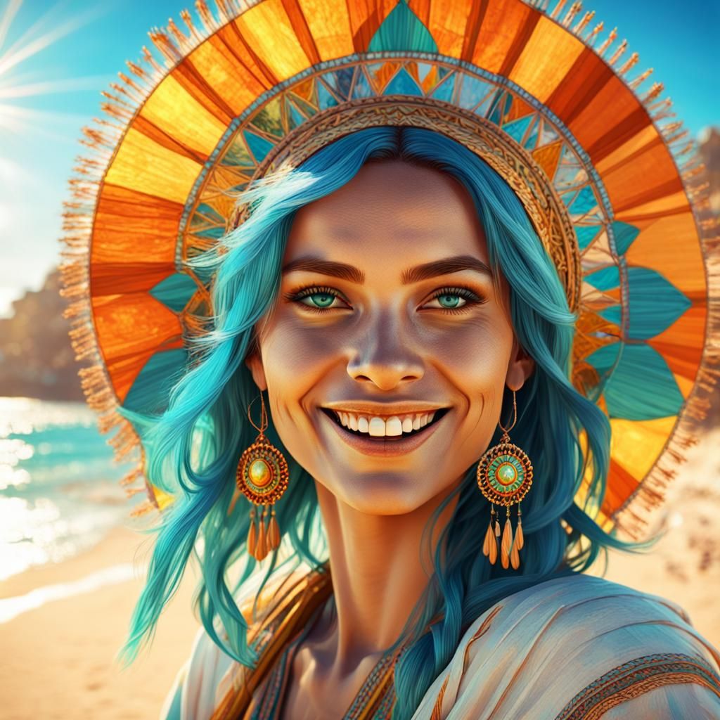Vibrant Ukrainian Girl Radiates Joy on Egypt Beach