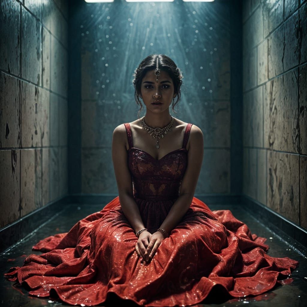 A haunting beauty in a blood-red dream