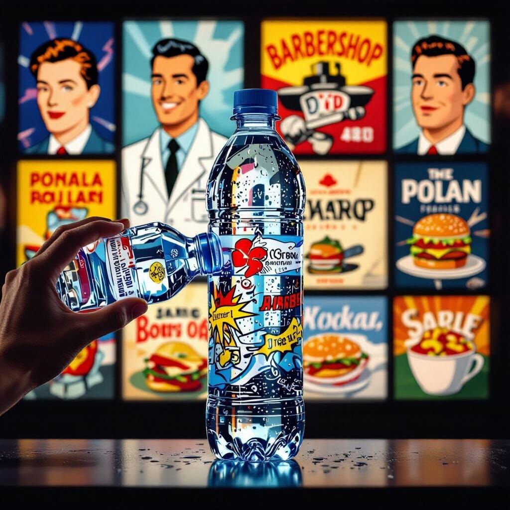 Person Drinks From Bottle Adorned With Ten Brands