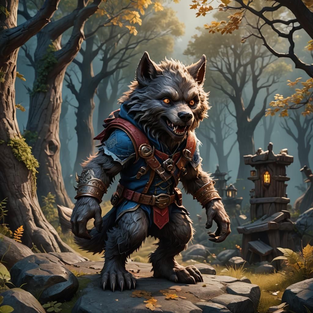 Cute Adorable Werewolf Fantasy Concept Art