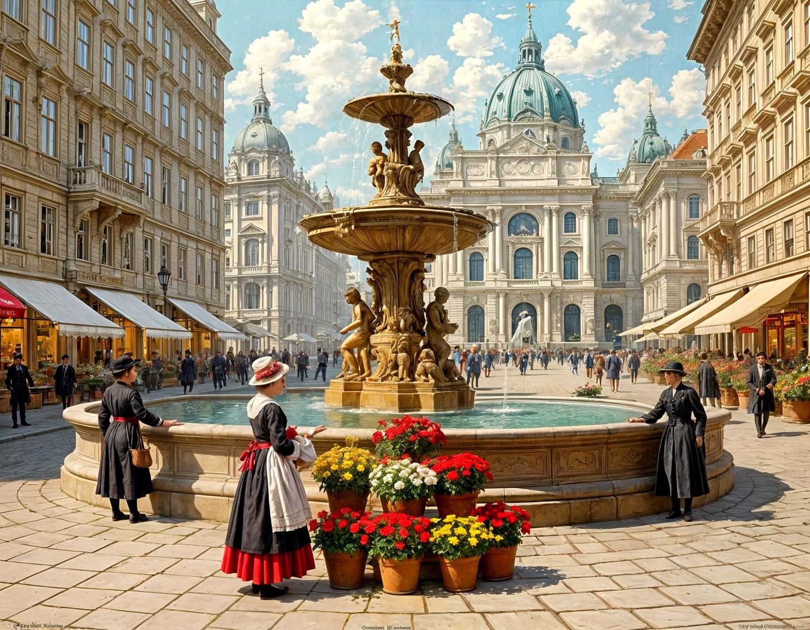 Vienna Flower Seller Scene in 1884