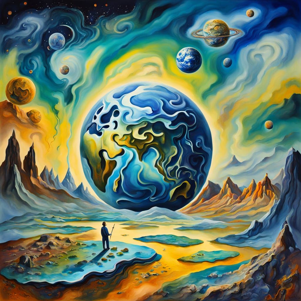Surreal Earth Melts in Cosmic Dali-esque Dreamscape