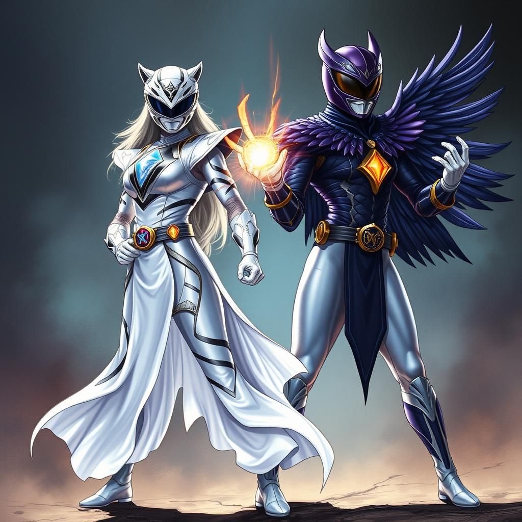 White Tiger Tiger power ranger in white with crystal attache...