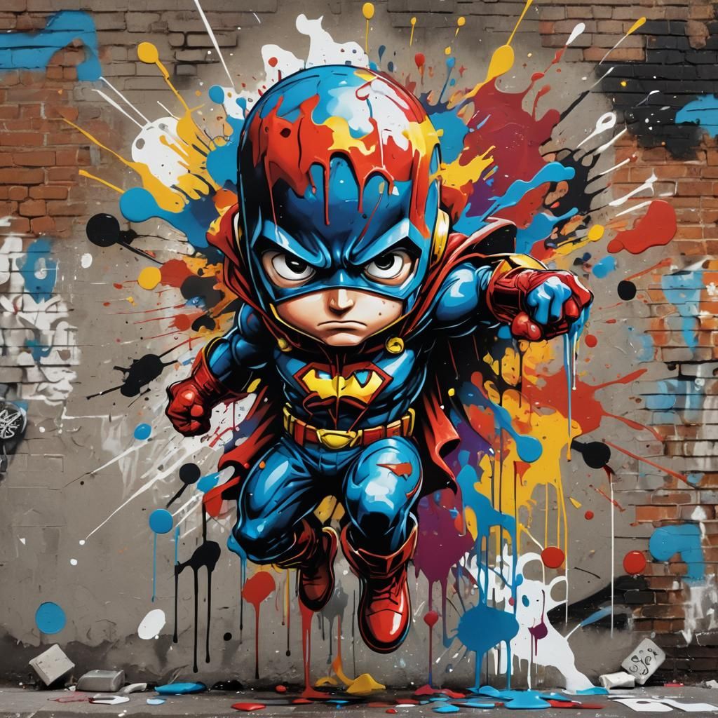Superhero Graffiti Art in Splash Style