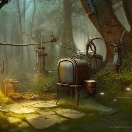 Steampunk-Washingmachine in the Jungle