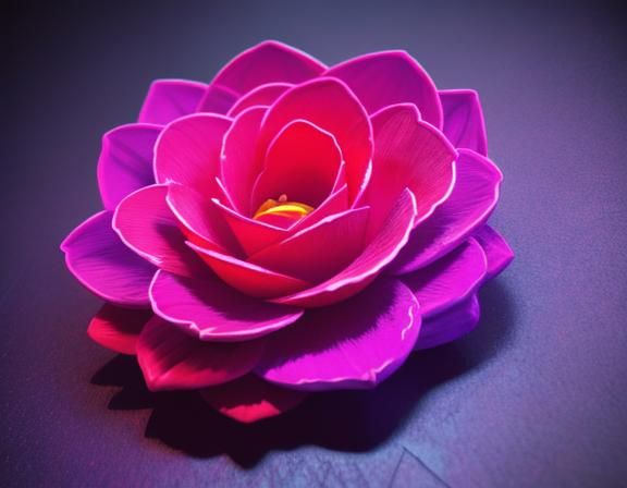 Neon Flower Bas-Relief Carving in HDR