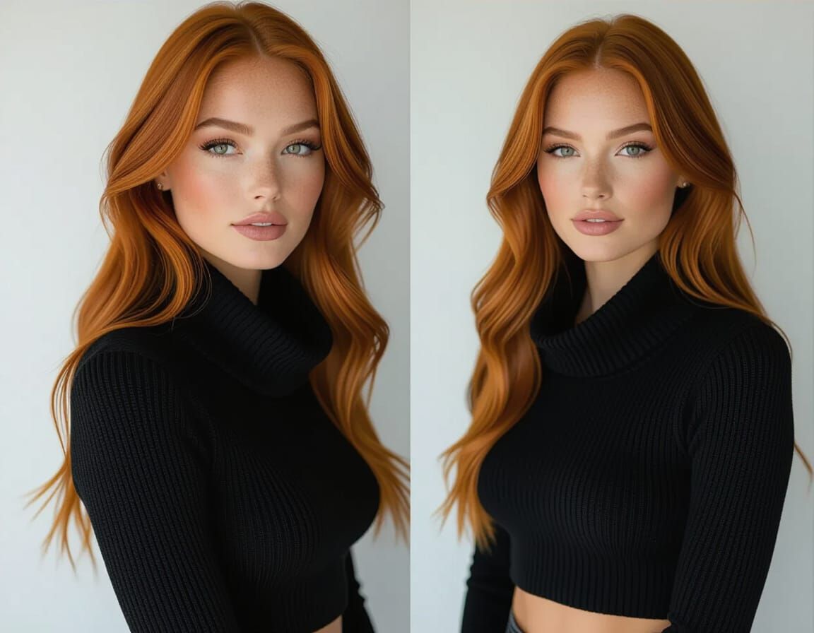 Hyperrealistic Portrait of a Ginger Woman in Studio Lighting