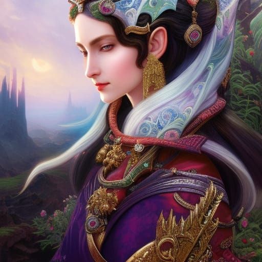 Elven Mage Reading Book in Storybook Style