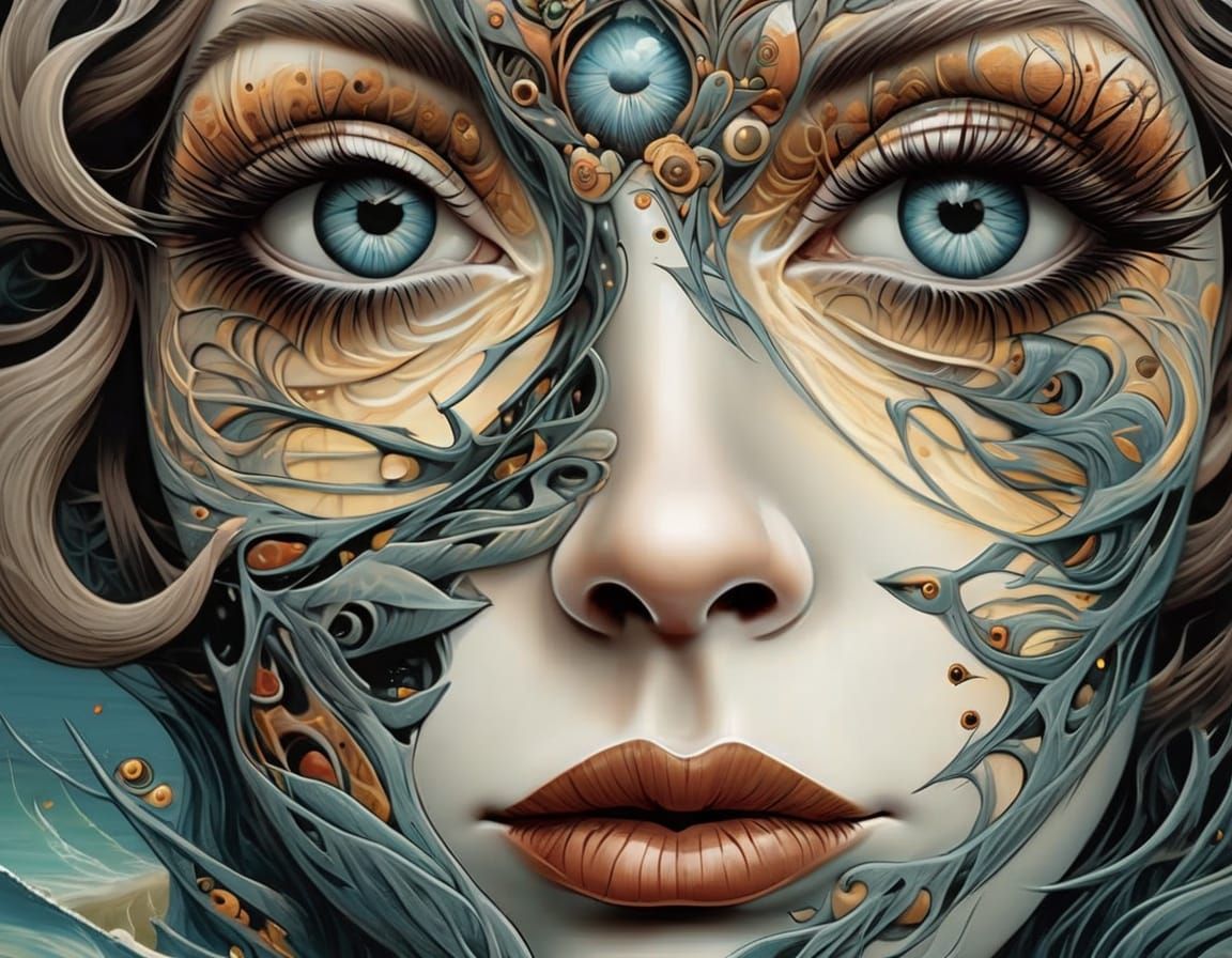 Macabre Dance of Androgynes in Surrealist Style