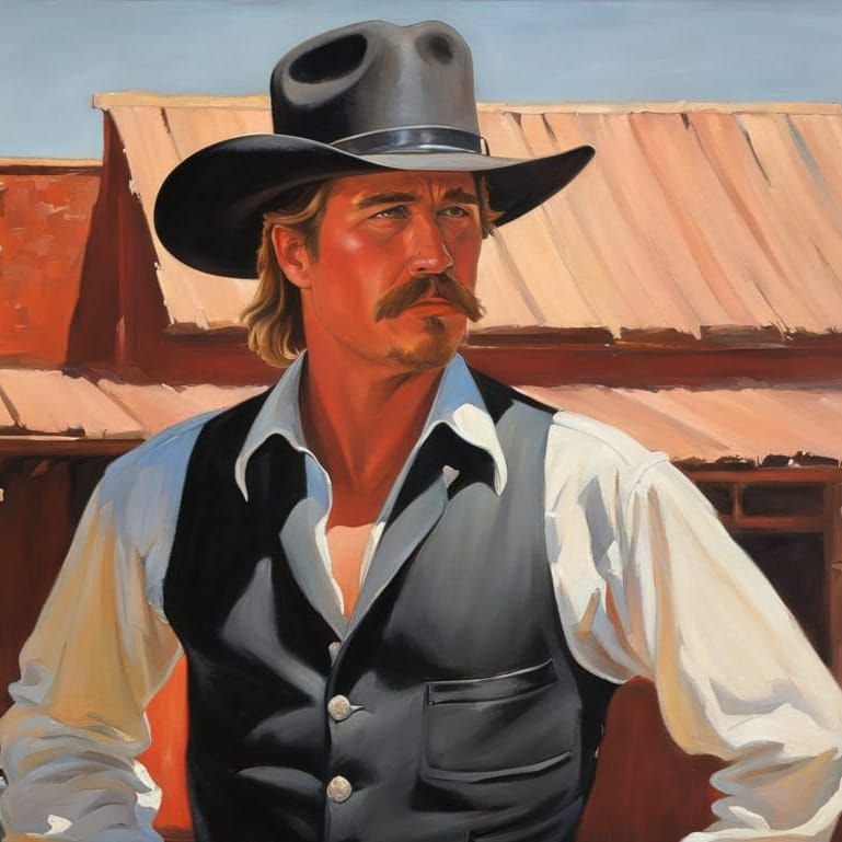 Val Kilmer as Western Hero in Impressionistic Oil Painting