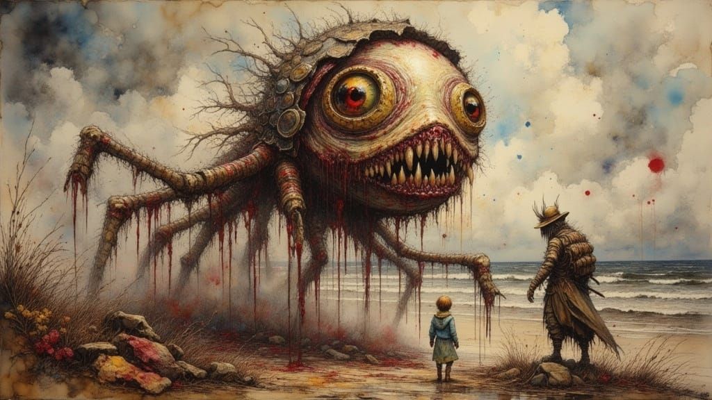 Menacing Biomechanical Eyeball in Dark Fantasy Style