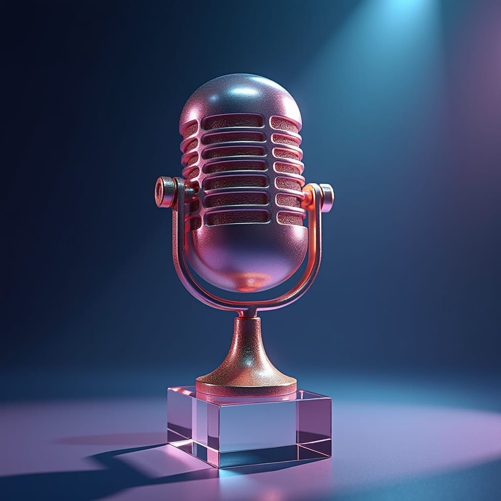 Elegant Podcast Trophy in High-Contrast Environment
