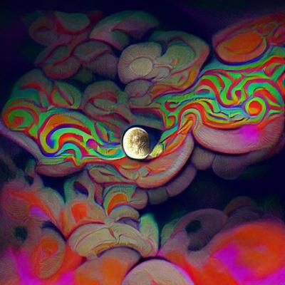 Psychedelic Moon with Swirling Colors