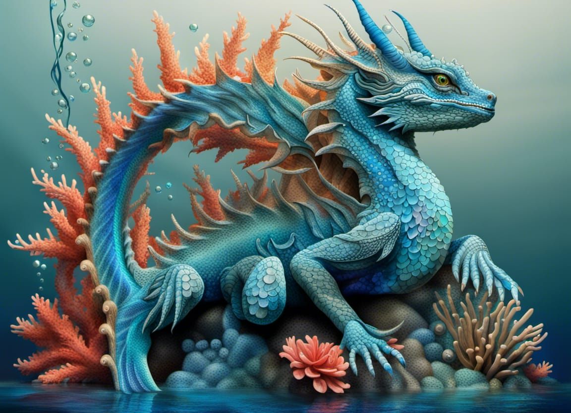 Underwater Water Dragon Made of Coral