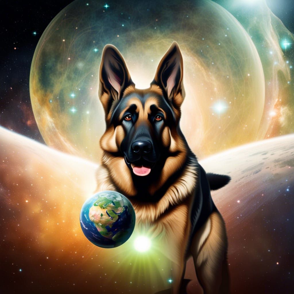 Giant German Shepherd Plays Fetch with Earth
