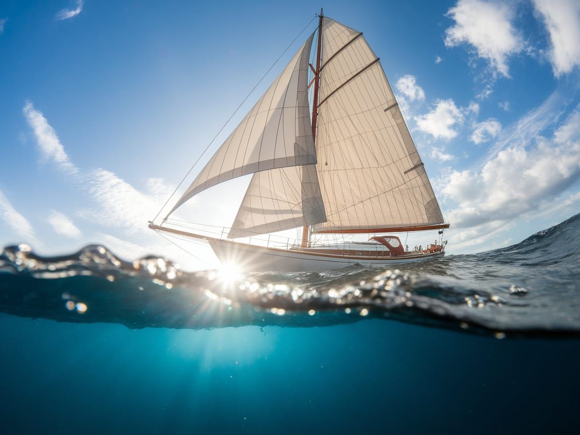 Sailboat in Shimmering Water, Captured in National Geographi...