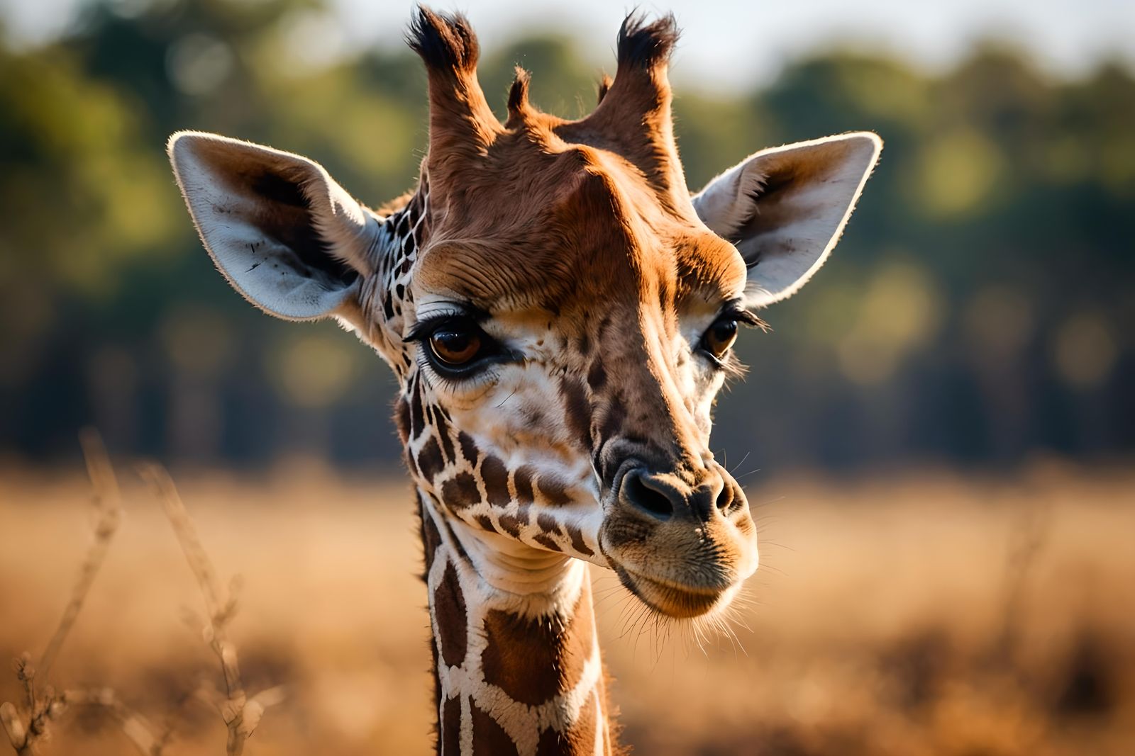 Baby Giraffe Portrait in Hyperrealistic Style