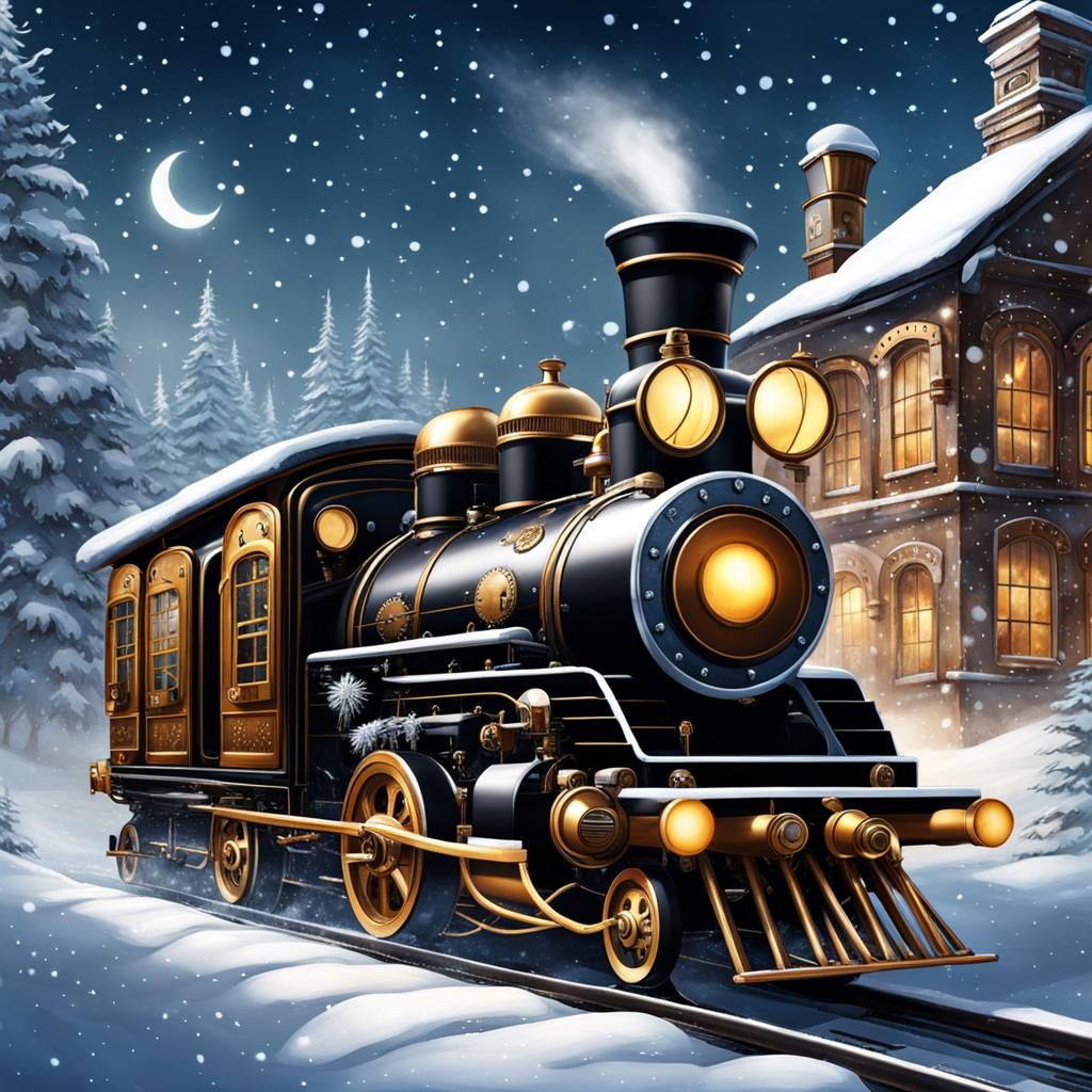 Steampunk Cat in Winter Wonderland