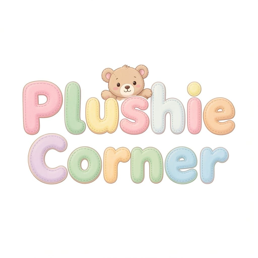 Cute Plushie Corner Logo Design in Pastel Colors