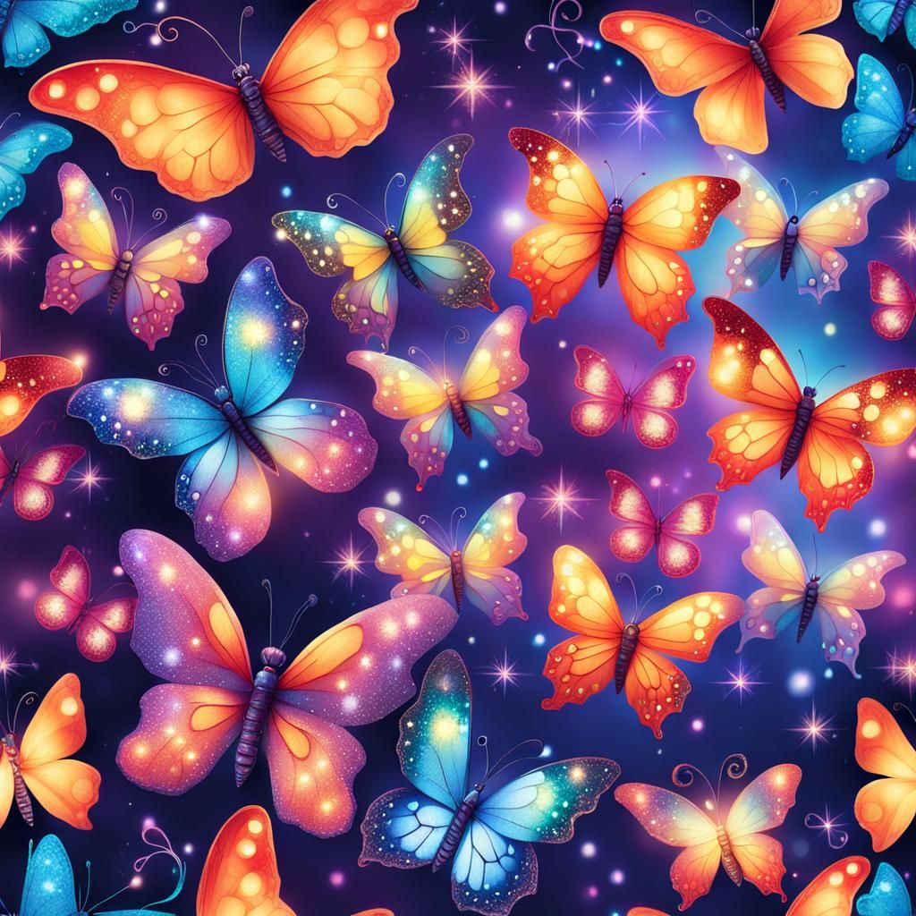 Fantasy Butterflies with Glow Lights and Glitter