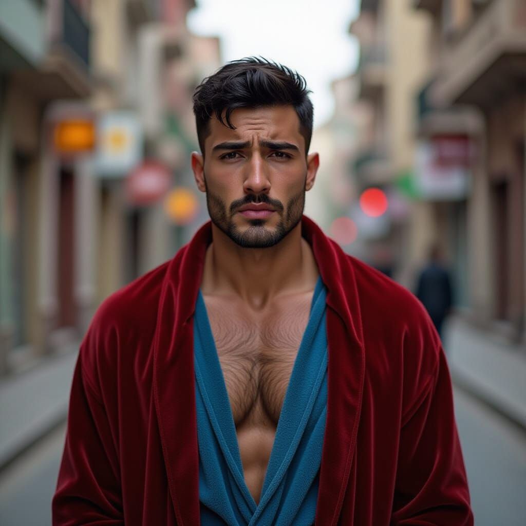 Sad Man Crying in Impressionist Portrait