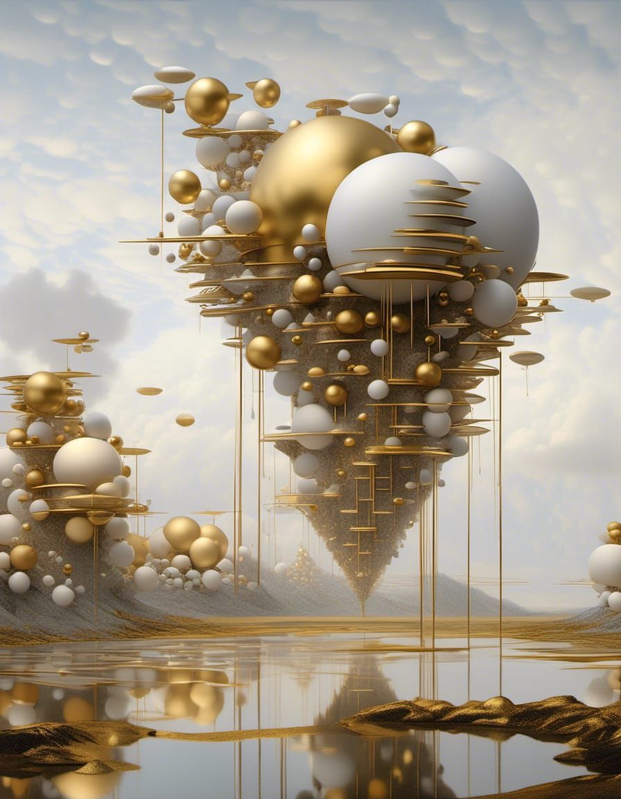 Abstract Golden Swirls in Detailed Matte Painting