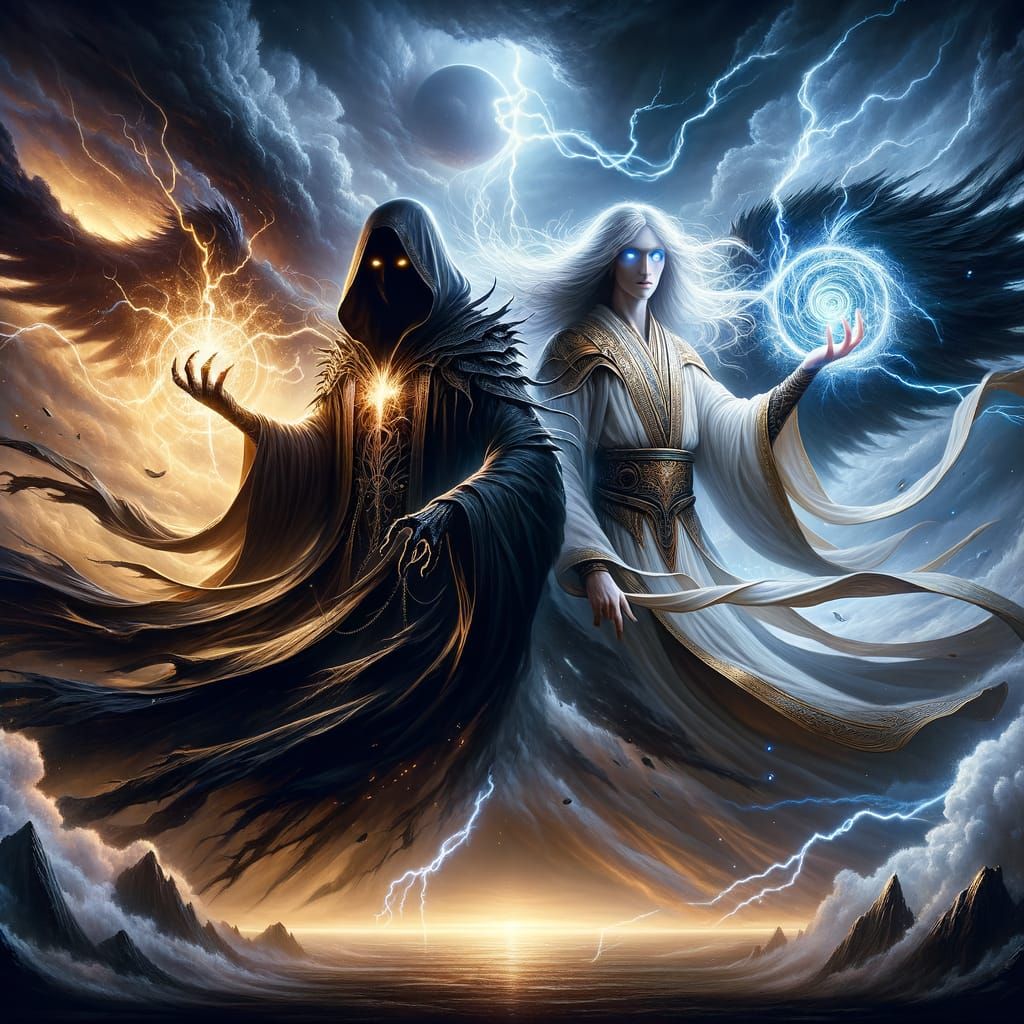 Epic Battle of Light and Darkness on Book Cover