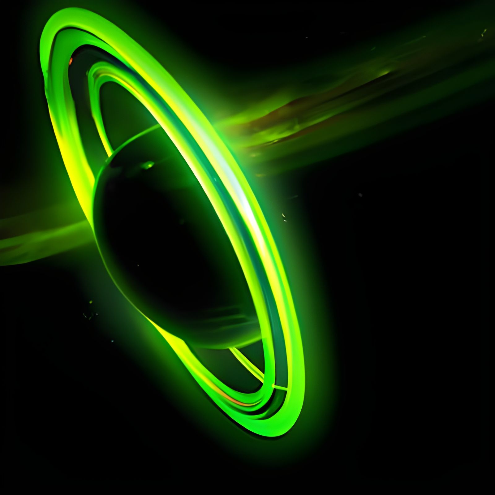 Radioactive Ringed Planet in Aetherpunk Digital Art