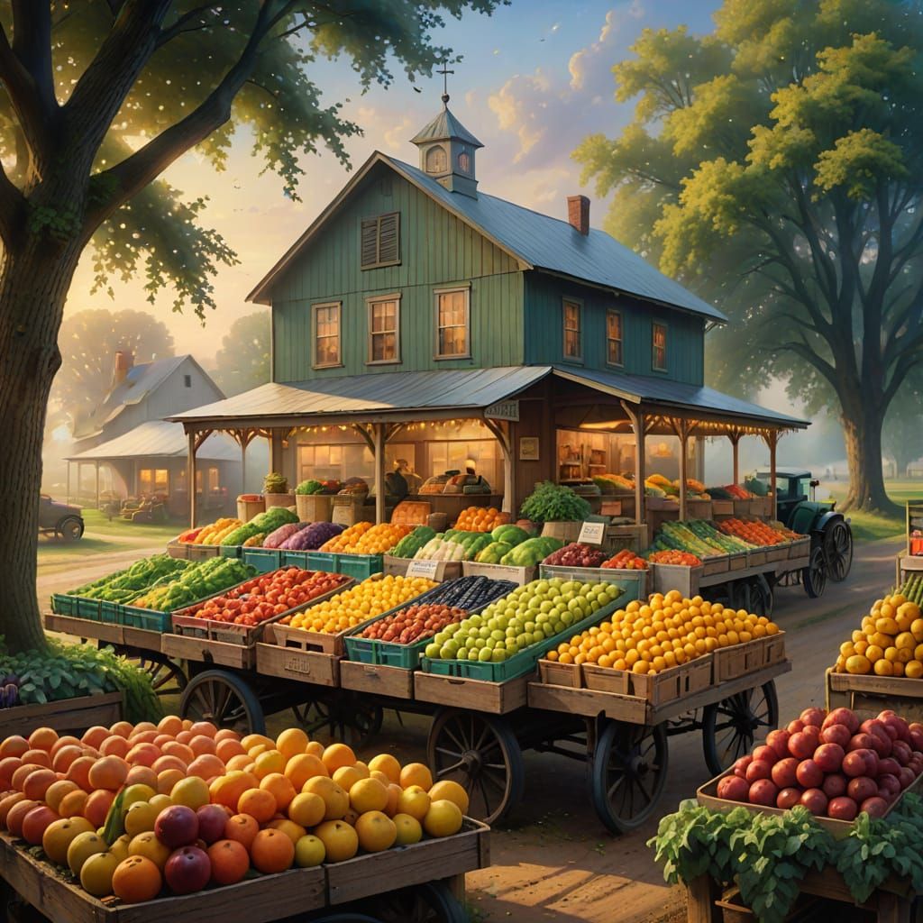 Amish Farmstand in Indiana: Kinkade Style