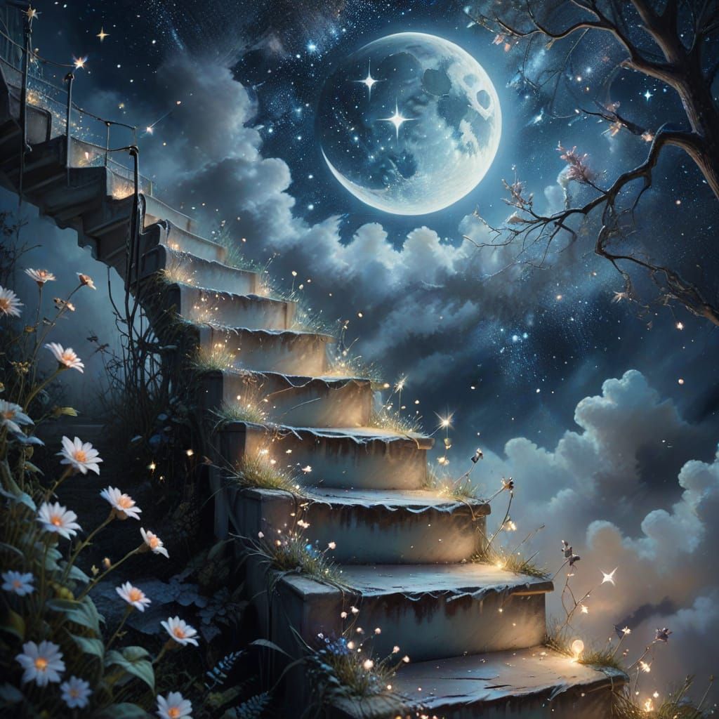 Ephemeral Starlight Staircase to the Moon