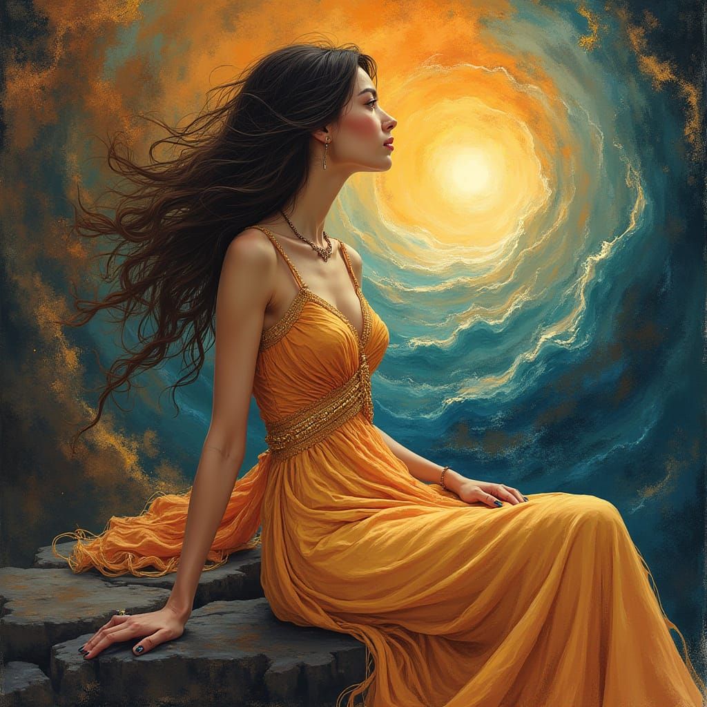 Ethereal Woman in Contemplation