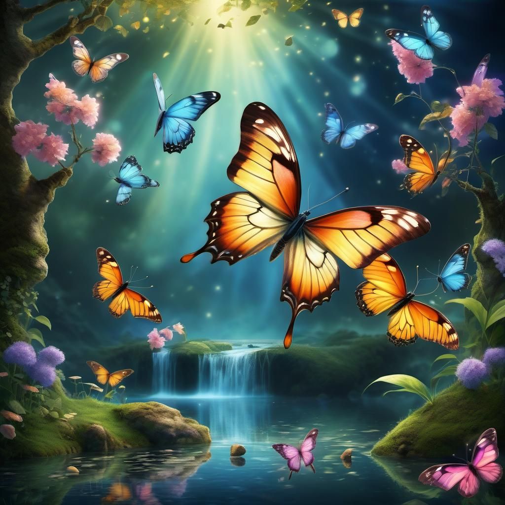 Butterfly Wings Displaying Enchanting Fantasy Scenes