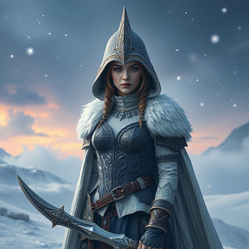 Warrior Snow Queen: Detailed Fantasy Concept Art