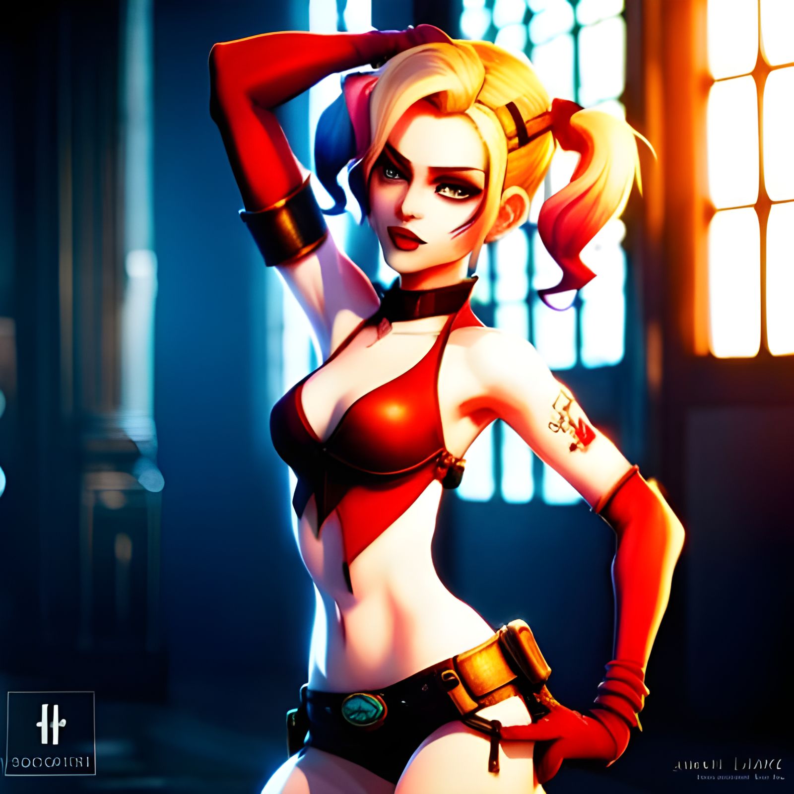 Harley Quinn Bikini Art in Manhwa Style