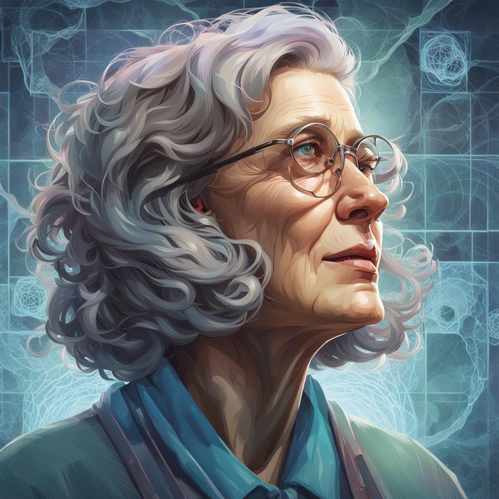 Dorothy Hodgkin Portrait in Art Nouveau Style