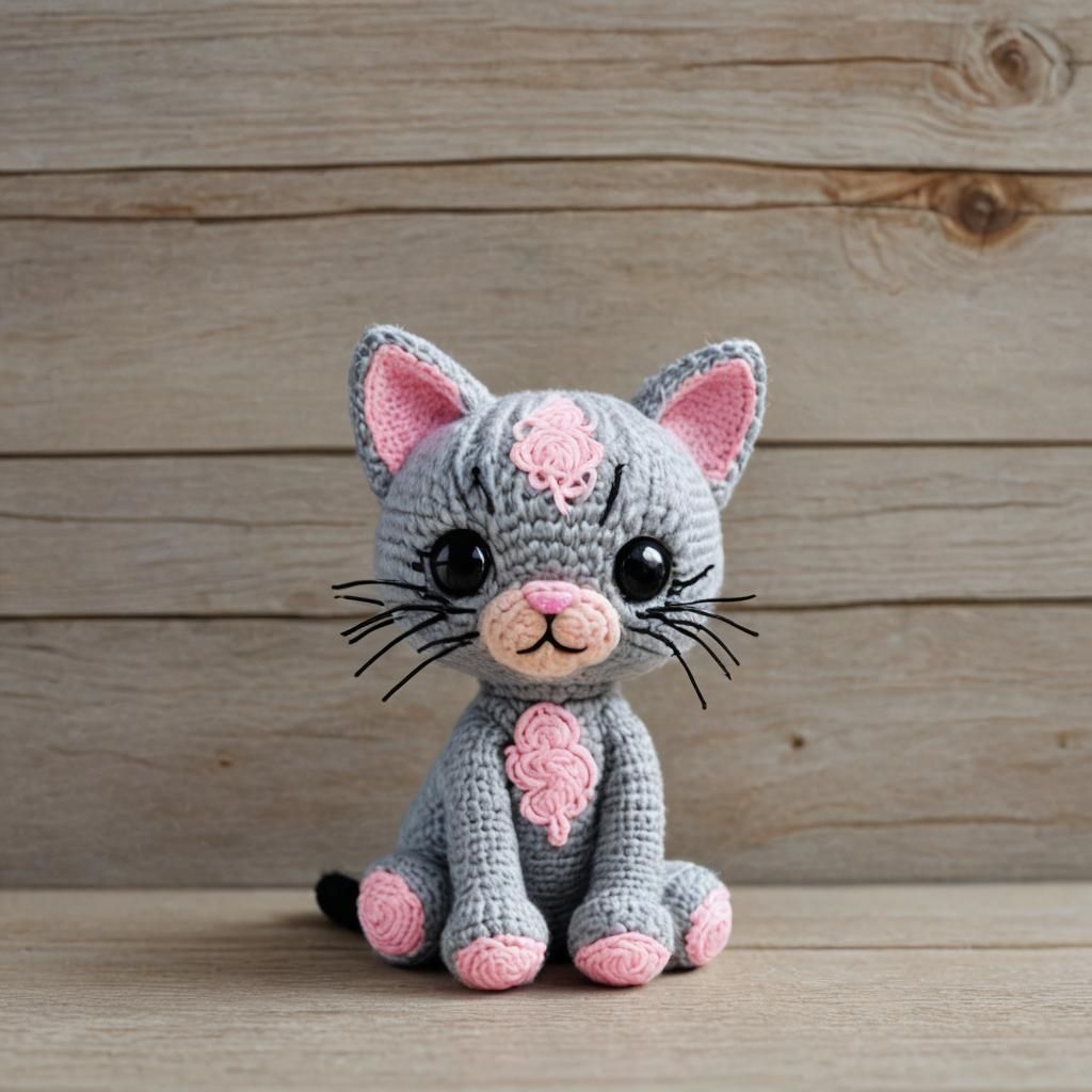 Handmade Crochet Cat Amigurumi Portrait