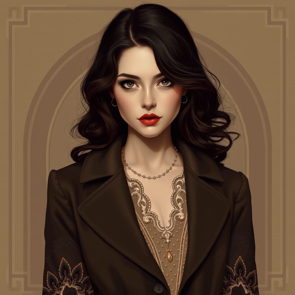 Elegant Woman in 1920s Art Deco Style