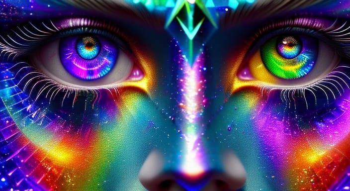 Cyberpunk Warrior Princess in Hall of Mirrors