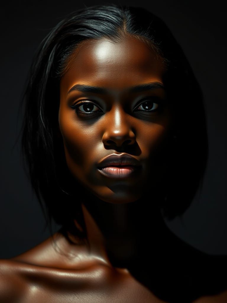 Woman in Void: Cinematic Portrait with Deep Shadows