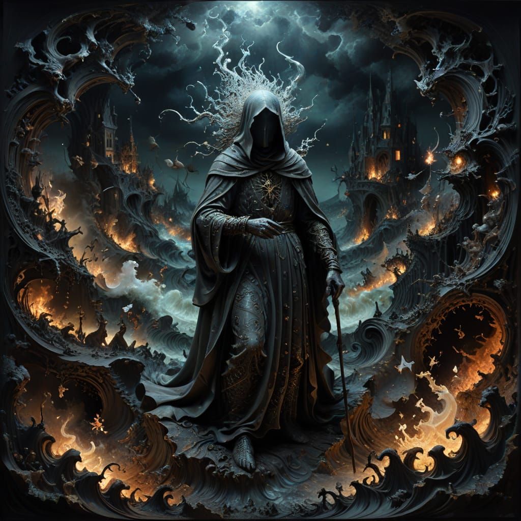 Mysterious Figure Manipulates Wave Function in Dreamlike Lan...