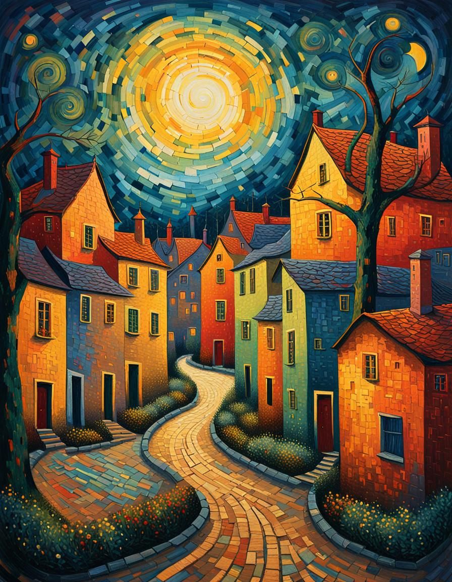 Fauvist Dreamscape in a Surrealist Village