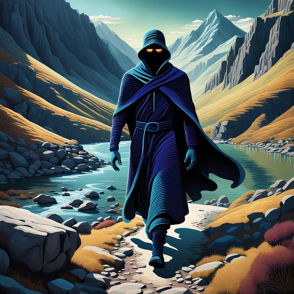 Enigmatic Shadow Figure Attacks Hikers: 3D Render