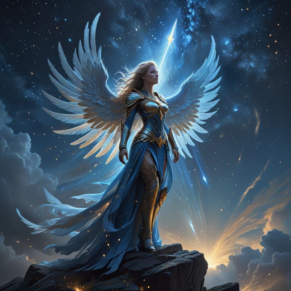 Angel Warrior Woman in Celestial Glory