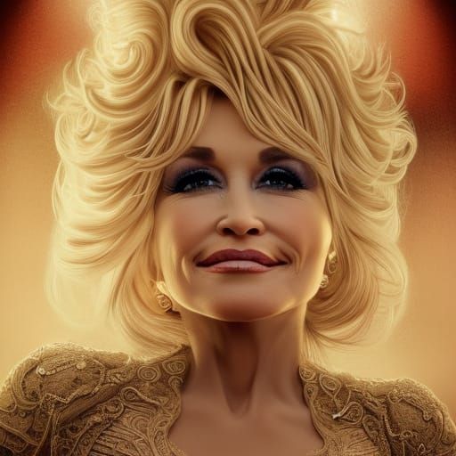 Dolly Parton Portrait in Art Nouveau Style