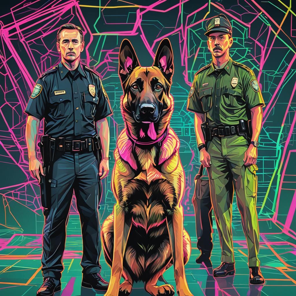 Police K9 Belgian Malinois in Pop Art Style