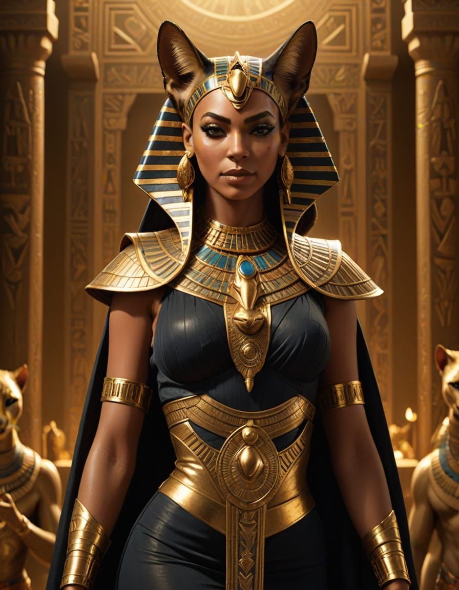 Beyoncé as Bastet in Realistic Fantasy Art Style