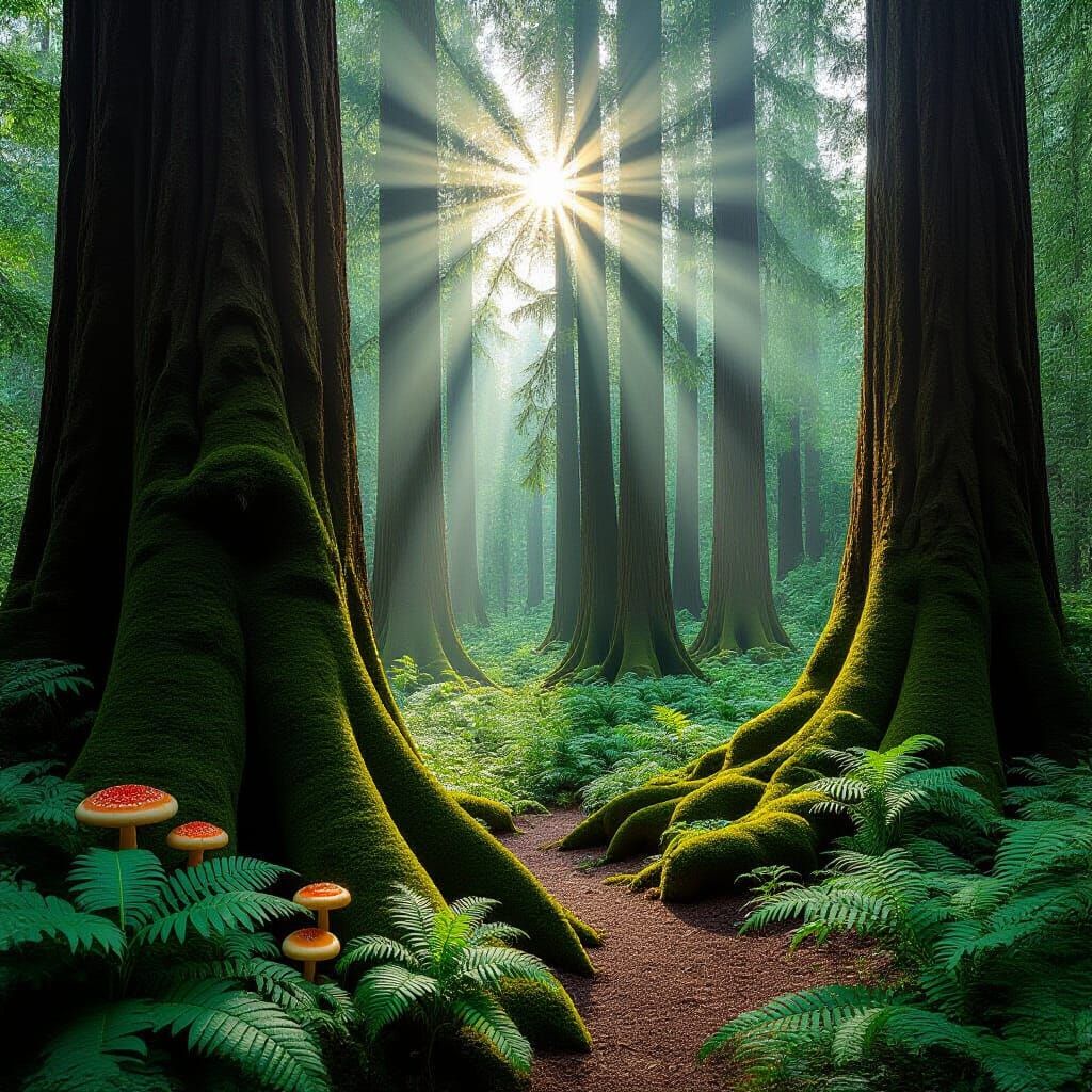 Enchanting Forest Scene in Art Nouveau Style